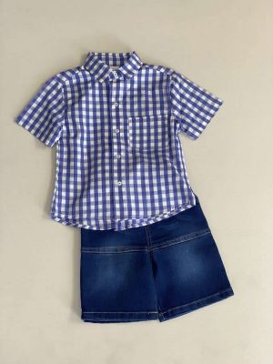 1009. Conjunto de camisa azul a cuadros