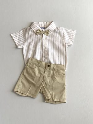 1020. Conjunto beige 3 piezas a rayas