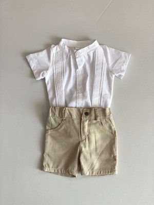 1092. Conjunto dos piezas con camisa de lino