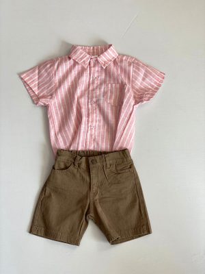 1103. Conjunto de camisa salmon a rayas