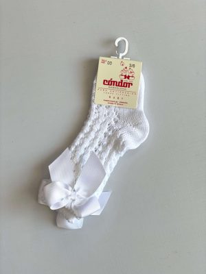 6129. Calcetas condor blancas de moño de liston