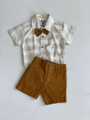 918. Conjunto cuatro piezas en mostaza