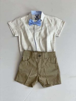 920. Conjunto cuatro piezas de camisa beige