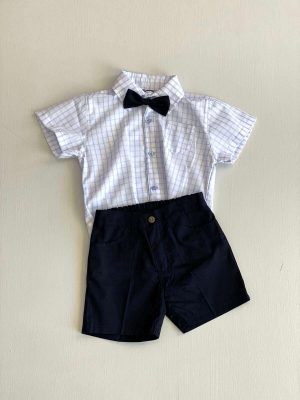 985. Conjunto tres piezas de camisa azul a cuadros