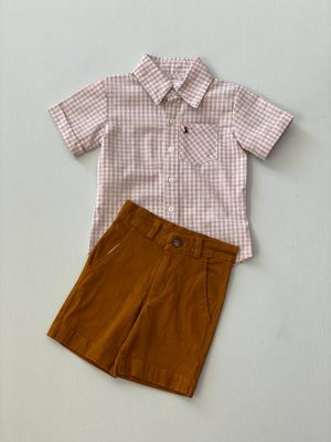 1146. Conjunto de camisa rosa a cuadros