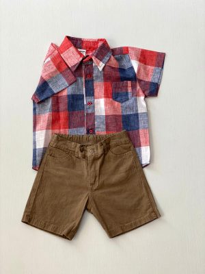 1147. Conjunto a cuadros rojos