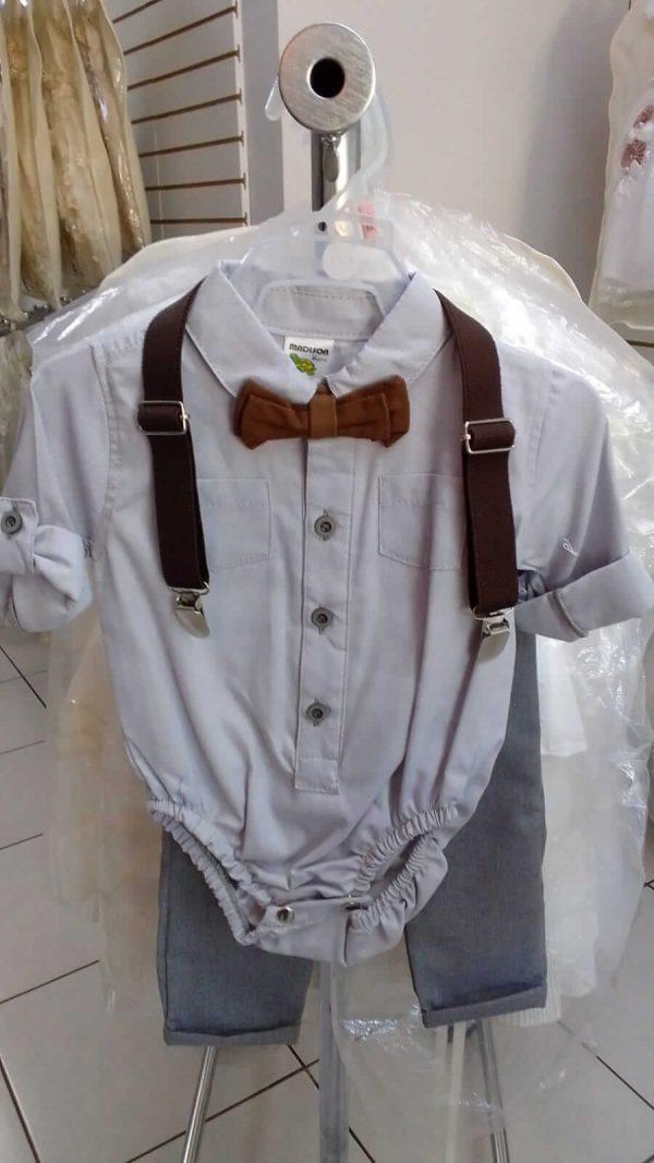 692. Conjunto gris cuatro piezas de tirantes cafe