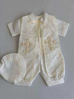 698. Ropon ivory de estola de cruz con detalles