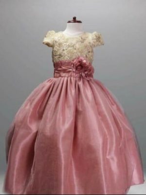 8019. Vestido Ximena color palo de rosa con dorado
