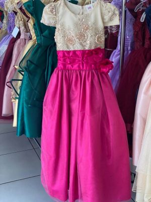8063. Vestido Ximena dorado con rosa