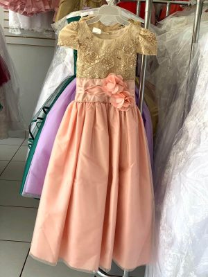 8096. Vestido Ximena rosa con dorado