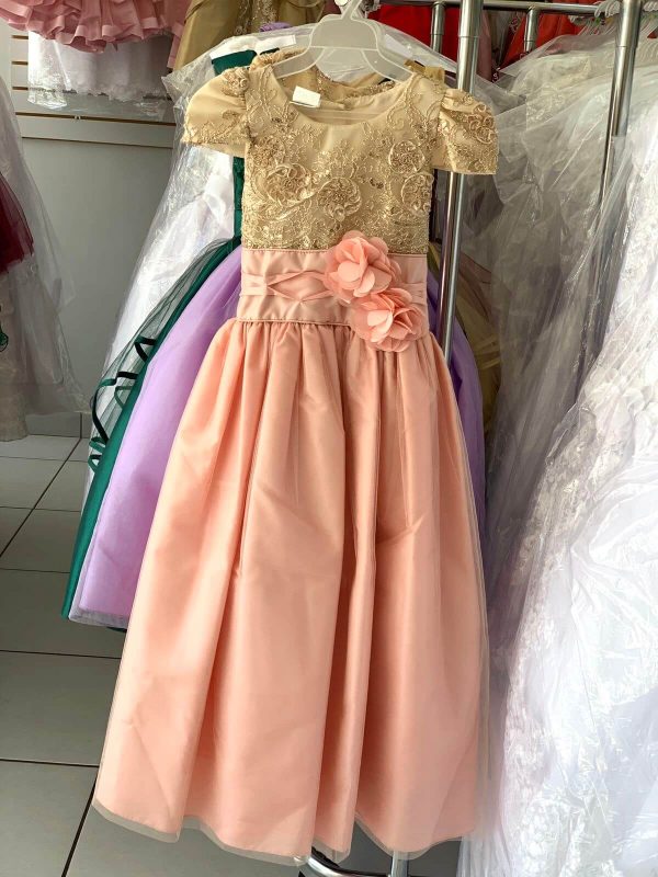 8096. Vestido Ximena rosa con dorado