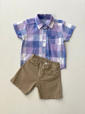 1150. Conjunto de camisa morada a cuadros