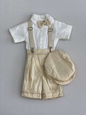 622. Conjunto cuadro piezas dorado en shantung