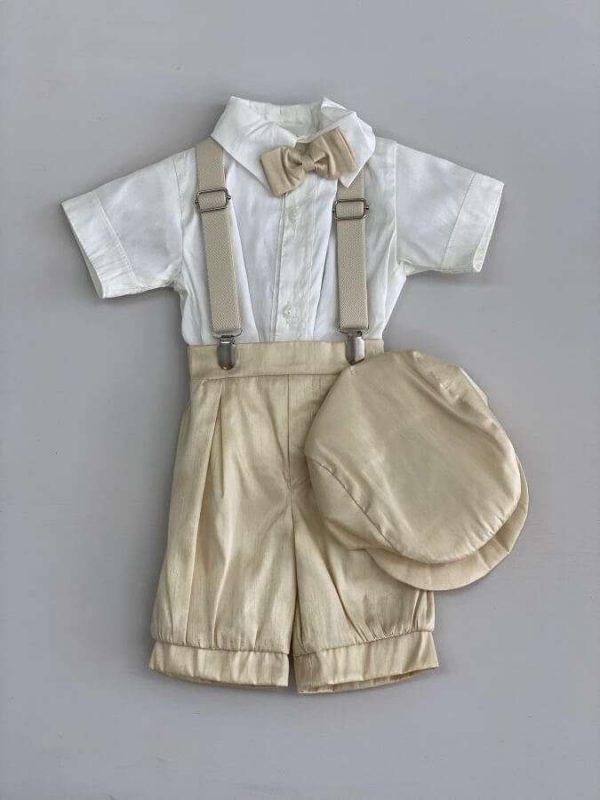 622. Conjunto cuadro piezas dorado en shantung