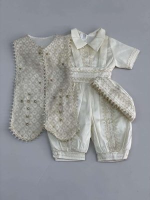 633. Ropon ivory de estola con detalles en cruz