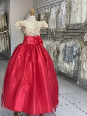 8029. Vestido Ximena en rojo y dorado