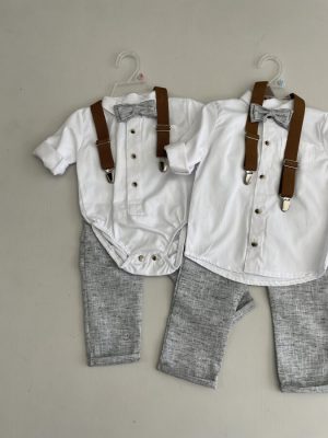 659. Conjunto cuatro piezas de tirantes cafe