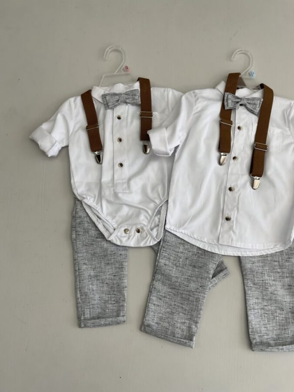 659. Conjunto cuatro piezas de tirantes cafe