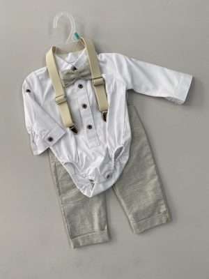668. Conjunto cuatro piezas en lino y tirantes beige