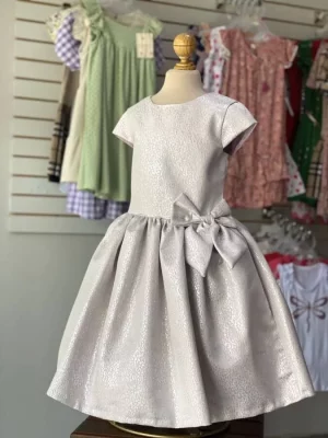 3339. Vestido de linea premium rosa con detalles en plata