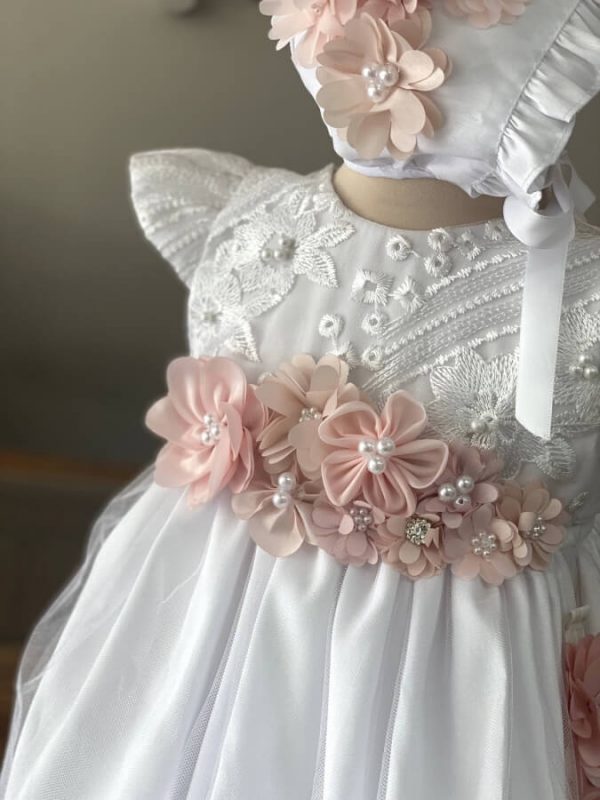 7134. Ropon con detalles en flor rosa