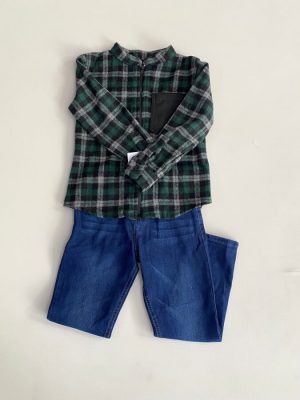 10010-Conjunto-de-camisa-verde-con-zipper-en-franela