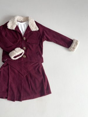 11022. Conjunto tres piezas de panita con detalle en mangas