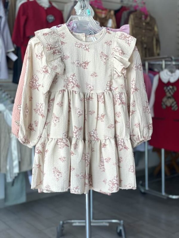 11064. Vestido beige con flores
