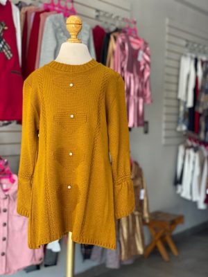 11115. Vestido rosa tejido con detalle de perlas