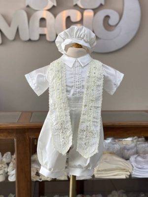 734. Ropon ivory de estola con detalle en cruz