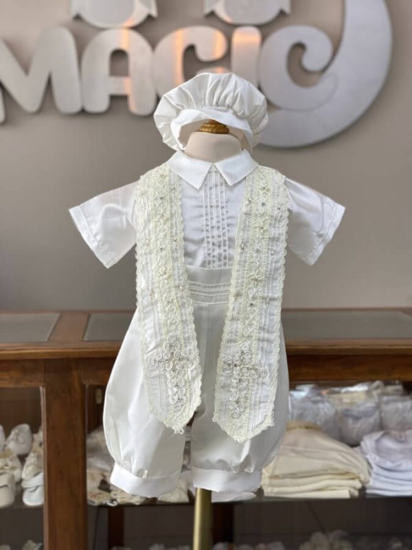 734. Ropon ivory de estola con detalle en cruz