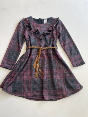 11150. Vestido a cuadros rosa con cinto