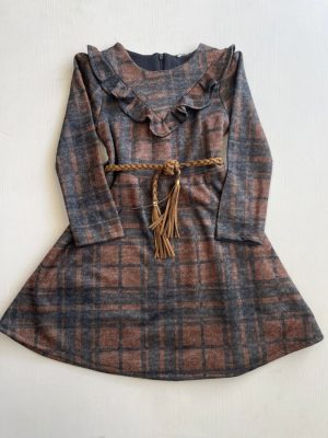 11151. Conjunto a cuadros con detalle de cinto