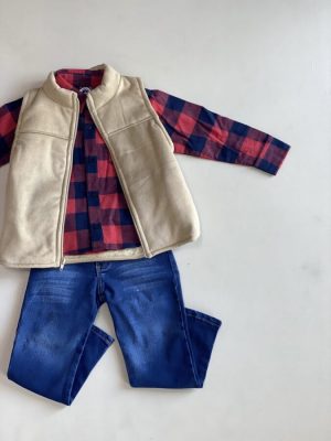 12040. Conjunto de camisa roja a cuadros