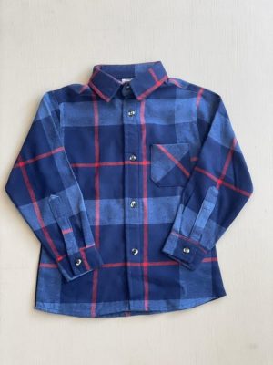 12058. Camisa azul con rayas rojas