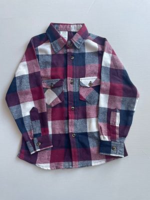 12078. Camisa de franela a cuadros azul, blanco y rojo