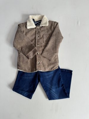 12049. Conjunto de chamarrita cafe en pana