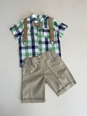 1179. Conjunto cuatro piezas de camisa verde a cuadros