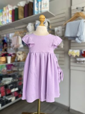 3353. Vestido morado con bandita de moño
