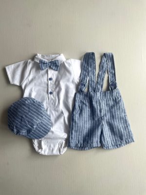 1182. Conjunto cuatro piezas color azul a rayas
