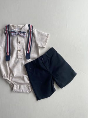 1188. Conjunto cuatro piezas de short azul marino y camisa