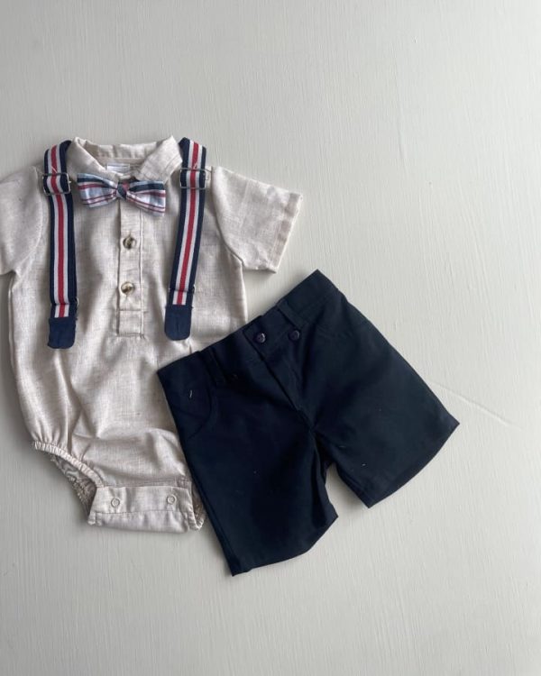 1188. Conjunto cuatro piezas de short azul marino y camisa