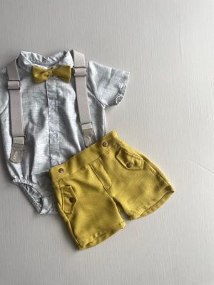1189. Conjunto cuatro piezas con short amarillo