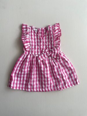 3386. Vestido a cuadros rosa con blanco