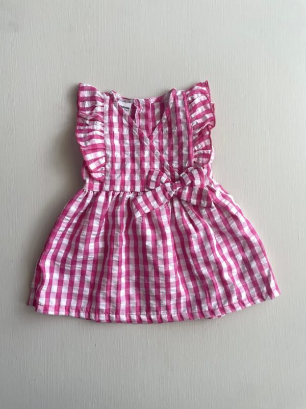 3386. Vestido a cuadros rosa con blanco