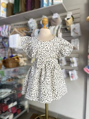 3393. Vestido animal print con detalle a los lados y moño al centro