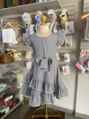 3396. Vestido salmon a cuadros con detalle de botones