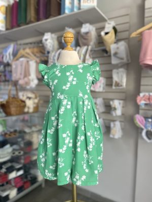 3412. Vestido verde con detalle en manguitas