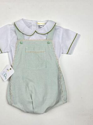 1203. Ranita heybaby verde a rayas con camisa blanca